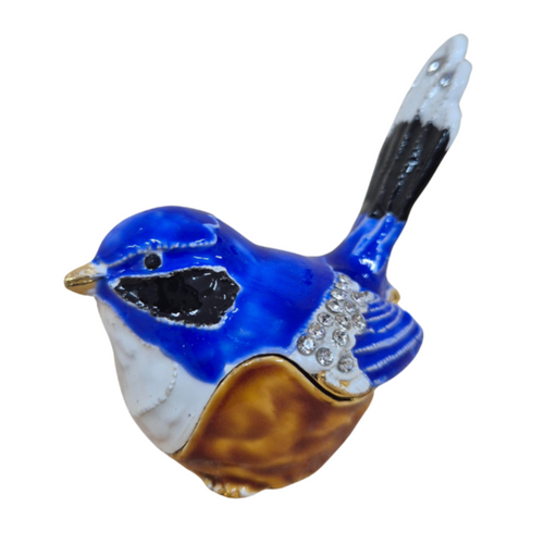 Splendid fairy blue wren trinket jewellery gift box 