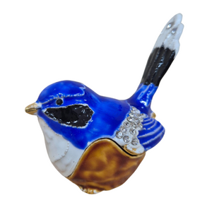 Splendid fairy blue wren trinket jewellery gift box 