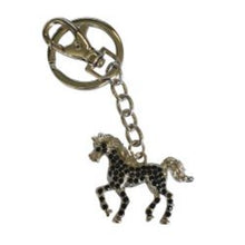 Load image into Gallery viewer, Black &amp; silver pony horse keyring keychain gift 