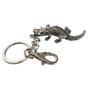 Australian Crocodile Keychain Gift | Silver Green Stone Crocodile Keyring