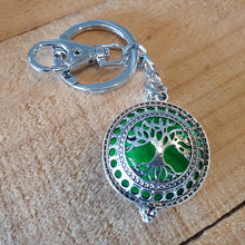 Load image into Gallery viewer, Tree Of Life Keyring | Essential Oil Diffusor Assorted Coloured Pad Inserts | Bag Chain Gift