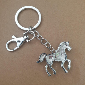 Horse Pony Keychain | Black & Silver Rhinestone Pony | Horse Keyring Bag Chain
