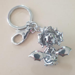 Dragon Keychain Gift | Black & Silver Dragon Keyring | Magical Mythical Dragon