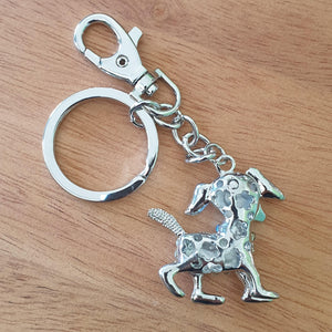 Dog Keychain Gift | Cute Silver & Blue Little Dog Keyring | Dog Lovers Gift