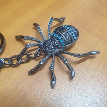 Load image into Gallery viewer, Spider Keychain | Black &amp; Blue Spider Keyring Bag Chain Gift | Spider Lover Gifts