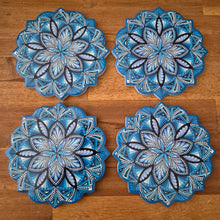 Load image into Gallery viewer, Blue mandala coasters 