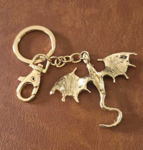 Dragon Keyring | Mystical Green Dragon Gold Keychain Bag Chain | Dragon Gift