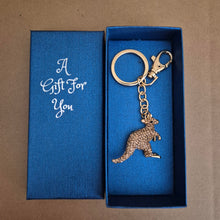 Load image into Gallery viewer, Australian Kangaroo Keyring Boxed Gift | Brown Rhinestone Aussie Kangaroo | Keychain Gift