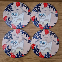 Load image into Gallery viewer, Cat Coasters | Cute Garden Cat | Crazy Cat Lady Ceramic Table Coaster Set