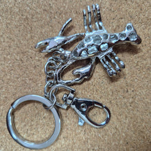 Load image into Gallery viewer, Lobster Keychain | Silver Metal Hand Painted Red &amp; Silver Lobster | Water Crustacean