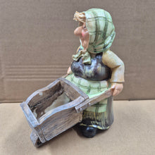 Load image into Gallery viewer, Grandma Farmer Planter | Small Grandma Farmer With Wheelbarrow Planter