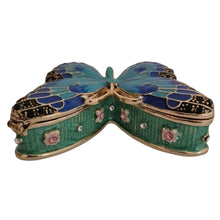 Load image into Gallery viewer, Blue Butterfly Trinket Jewellery Ornament Box | Butterfly Lover Gift