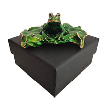 Load image into Gallery viewer, Green Frog On A Lily Pad Trinket Jewellery Ornament Box | Australian Green Frog Gift | Australiana Gifts