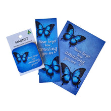 Load image into Gallery viewer, Postcard Gift Sets | 50 Custom Made Packs | Each Pack Contains 1 x Bookmark 1 x Magnet 1 x Postcard