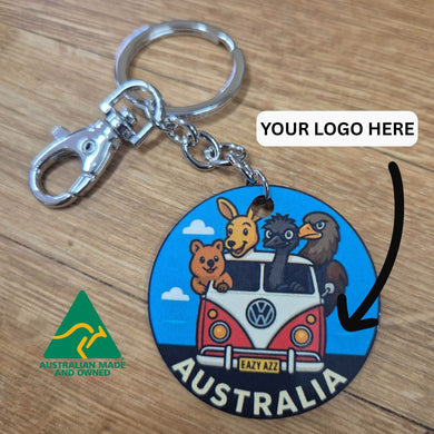 Australian Made Keychain | Your Logo Custom Keyrings | Travelling Kombi Australiana Animals