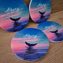 Load image into Gallery viewer, Albany Western Australia Whale Coasters | Round Table Coasters | Set Of 4 Boxed