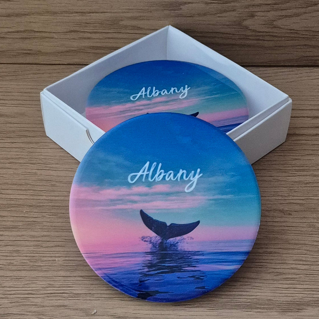 Albany Western Australia Whale Coasters | Round Table Coasters | Set Of 4 Boxed