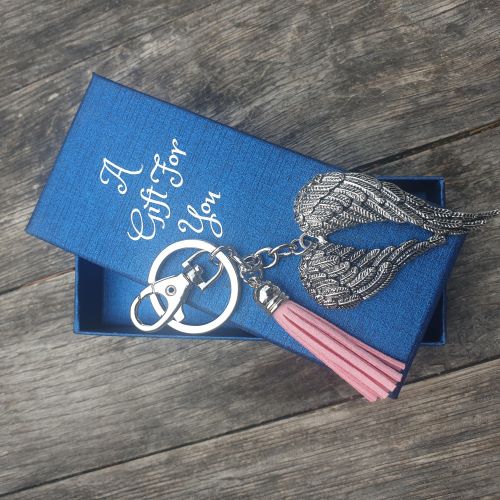 Angel Wings Boxed Keychain | Guardian Angel Keyring Gift | Passing Remembrance Gift