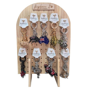 Australiana Wooden Keychain Display Collection | Australian Wildlife Tourism Gifts