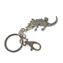 Load image into Gallery viewer, Australian Crocodile Keychain Gift | Silver Blue Stone Crocodile Keyring