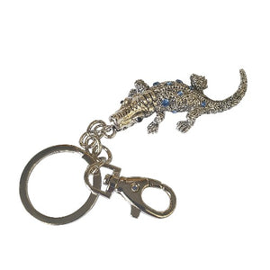 Australian Crocodile Keychain Gift | Silver Blue Stone Crocodile Keyring
