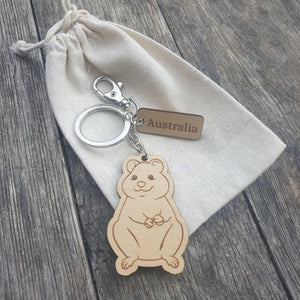 Elevate your keychain game with our sustainably made quokka Wooden Keychain! Show your love for Australia - both its incredible wildlife and locally-made products. Each keychain is expertly crafted with sustainable materials, making it the perfect eco-friendly gift for yourself or a fellow tourist.