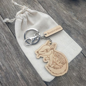 Elevate your keychain game with our sustainably made numbat Wooden Keychain! Show your love for Australia - both its incredible wildlife and locally-made products. Each keychain is expertly crafted with sustainable materials, making it the perfect eco-friendly gift for yourself or a fellow tourist.