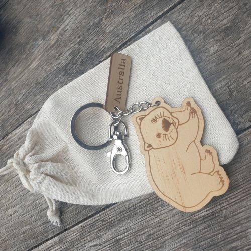 Elevate your keychain game with our sustainably made wombat Wooden Keychain! Show your love for Australia - both its incredible wildlife and locally-made products. Each keychain is expertly crafted with sustainable materials, making it the perfect eco-friendly gift for yourself or a fellow tourist.