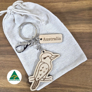 Australian Made Kookaburra Sustainable timber Keyring Keychain Gift 