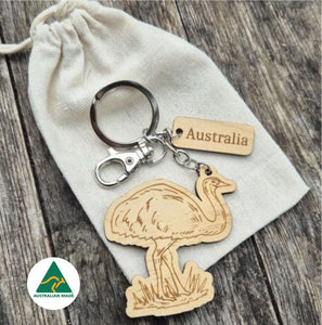 Emu Wooden Keychain Keyring Bag chain | Australian Made Gifts | Tourist Gifts