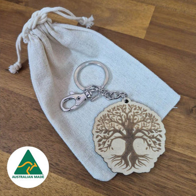 Australian made eco friendly sustainable timber tree of life keyring keychain gift 