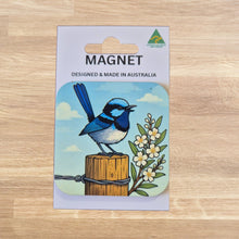 Load image into Gallery viewer, Blue Wren Magnet | Splendid Fairy Wren Gift | Australian Made &amp; Designed | Bee &amp; Sunflower Gift