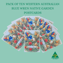 Load image into Gallery viewer, POSTCARDS | Pack Of 10 | Western Australian Blue Wren Native Garden | Made In Australia Gifts