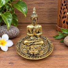 Load image into Gallery viewer, Buddha Thai Incense Stick Holders Set Of 2 | Gold Protection Buddha | Gold Pray Buddha