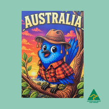 Load image into Gallery viewer, POSTCARD | Bushy The Blue Wren | Colourful Australian Designed &amp; Made | Snail Mail