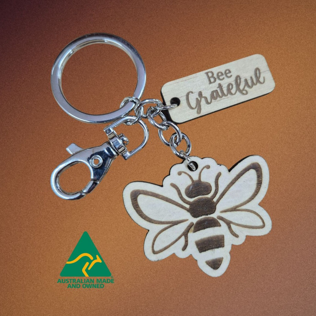 Bee grateful sustainable Australian Made keyring keychain bag chain gift 