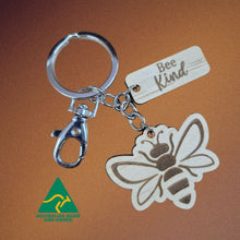Load image into Gallery viewer, Bee kind keyring keychain sustainable Australian Made gift 