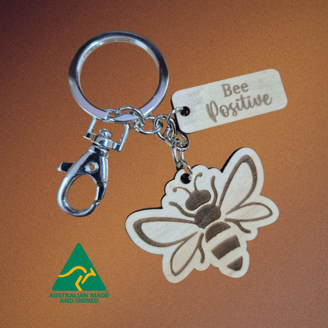 Bee positive bee sustainable Australian Made keyring keychain gift 