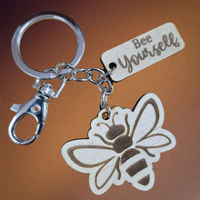 Load image into Gallery viewer, Bee yourself sustainable Australian Made Keyring keychain Bee gift 