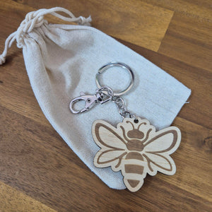 Sustainable wooden made in Australian bee keyring keychain gift 