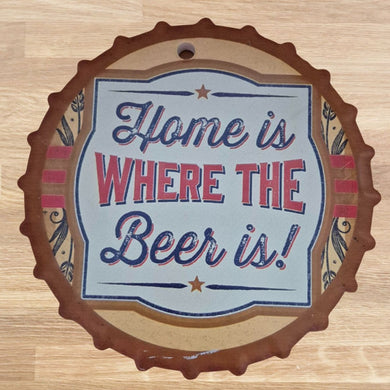 Beer Trivet Sign | Ceramic Bar Funny Gift | Home Is Where The Beer Is Man Cave Gift