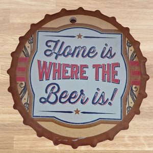 Beer Trivet Sign | Ceramic Bar Funny Gift | Home Is Where The Beer Is Man Cave Gift