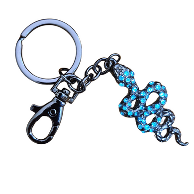 Blue black metal keyring keychain bag chain snake gift 