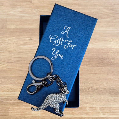 Black & Silver kanagroo keyring keychain bag chain boxed gift 