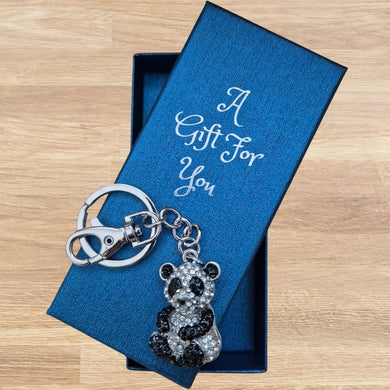 Black & white giant panda keyring keychain boxed gift 