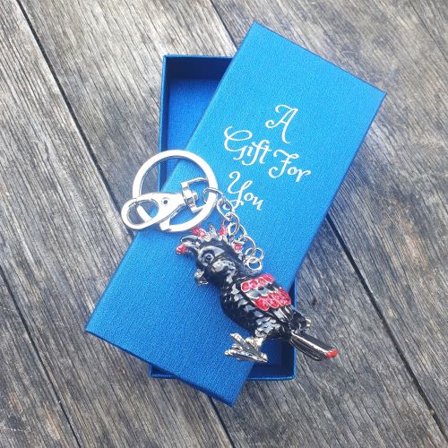 Australian Red-Tailed Cockatoo Parrot Keychain  Boxed Gift | Bird Keyring | Tourism Wildlife Gift