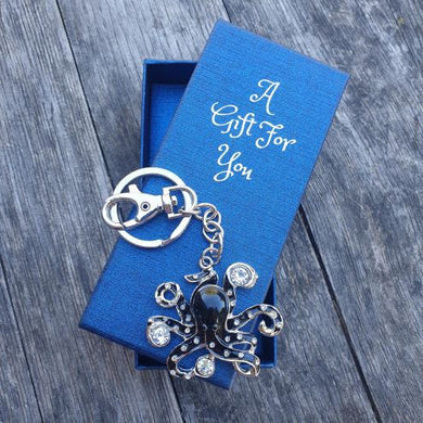 Black octopus keyring keychain bag chain boxed gift 