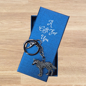 Black wolf keyring keychain bag chain boxed gift 