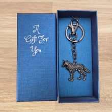 Load image into Gallery viewer, Wolf Boxed Keychain Gift | Majestic Black Wolf Keyring Bag Chain | Wild Wolf Gift