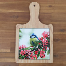 Load image into Gallery viewer, Blue Tit Bird Kitchen Table Cheeseboard Tray | Colourful Garden Bird | European Wildlife